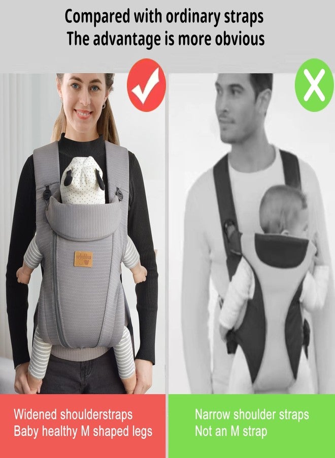 vrbabies New Upgrade Ergonomic Baby Carrier Newborn Toddler Wrap Carrier,Hands Free Baby Sitting Sling,Breathable,Perfect for Infants/Chest Sling for Babies Shower Gift (Striped Dark Grey, Upgrade-with Belt) - Image 4